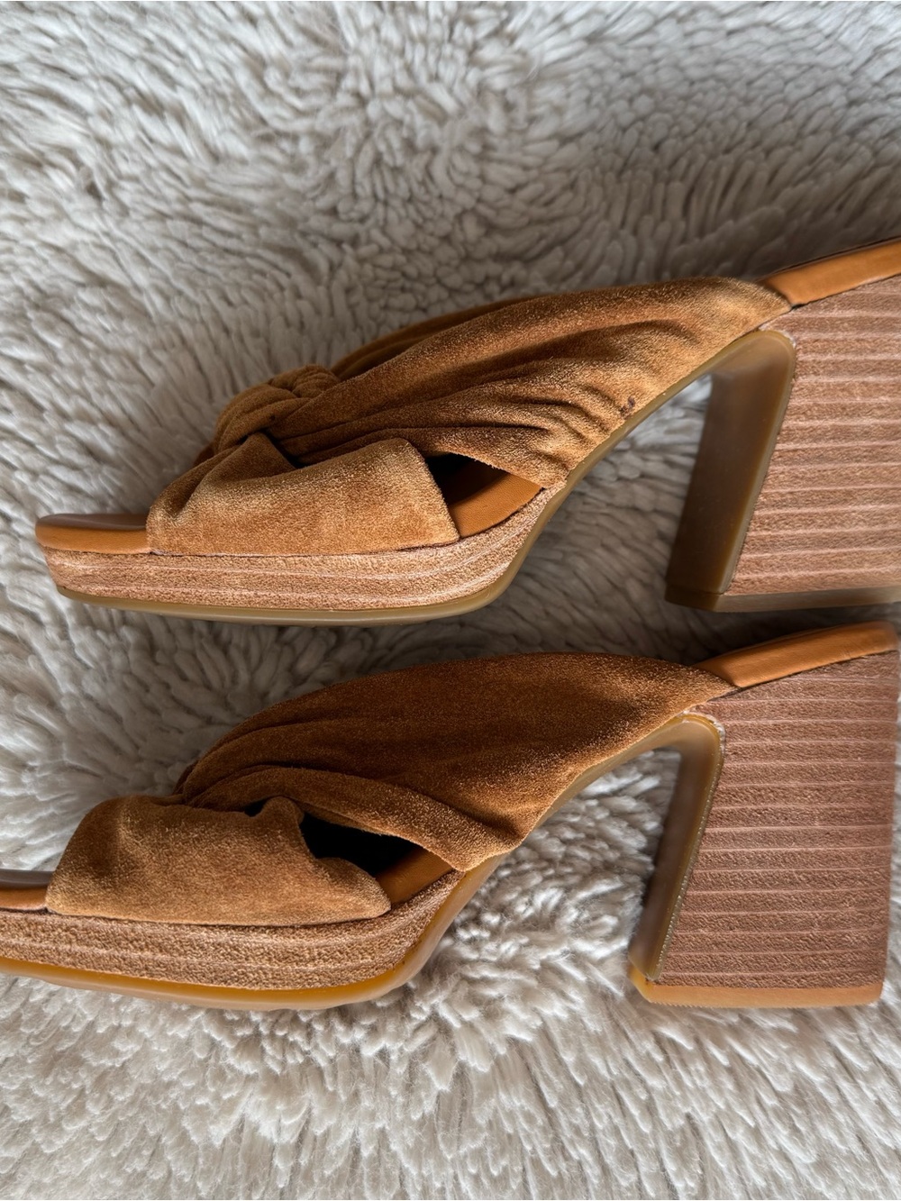 Kork-Ease Brown Suede Knotted Block Heel Mules - Picture 6 of 7